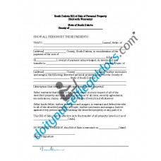 Bill of Sale of Personal Property - South Dakota (Warranty)
